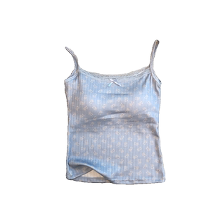 甜辣bm上衣碎花蕾丝花边小吊带背心女夏外穿带胸垫美背一体打底衫