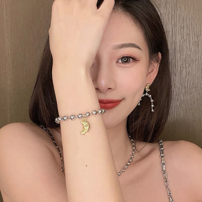 柳岩同款金银拼色新款女财运耳环