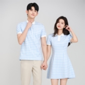 连衣裙子短袖 情侣装 高级感一裙一衣学院风 夏季 polo衫 夏装 2026新款