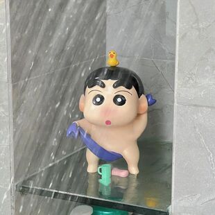 蜡笔小新Q版手办动漫模型恶搞洗澡小新机箱公仔手办二次元人