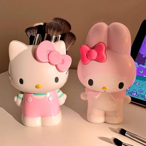 可爱kitty猫化妆刷收纳筒桌面化妆品口红收纳盒置物架美乐蒂笔筒