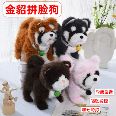 学说话唱歌金貂毛绒电动玩具狗