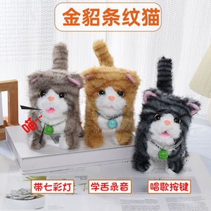 学说话猫咪毛绒走路玩具