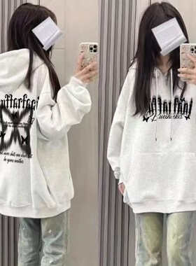 2025童装加绒加厚连帽卫衣中大童秋冬宽松新款小众设计感百搭上衣