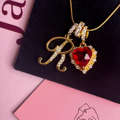 红色爱心定制英文字母闺蜜项链