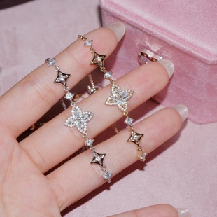 鸢尾花锆石满钻千金风满锆可滑动调节手链