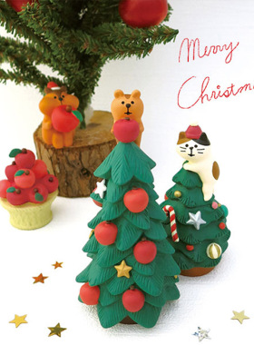 微缩小摆件猫咪朋友礼物圣诞树