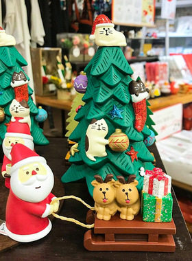 日式风猫咪蛋糕道具ins圣诞树