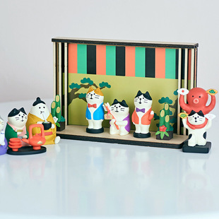 zakka日式相扑手吃货相声演员猫咪章鱼舞树脂桌面祈福摆件装饰ins