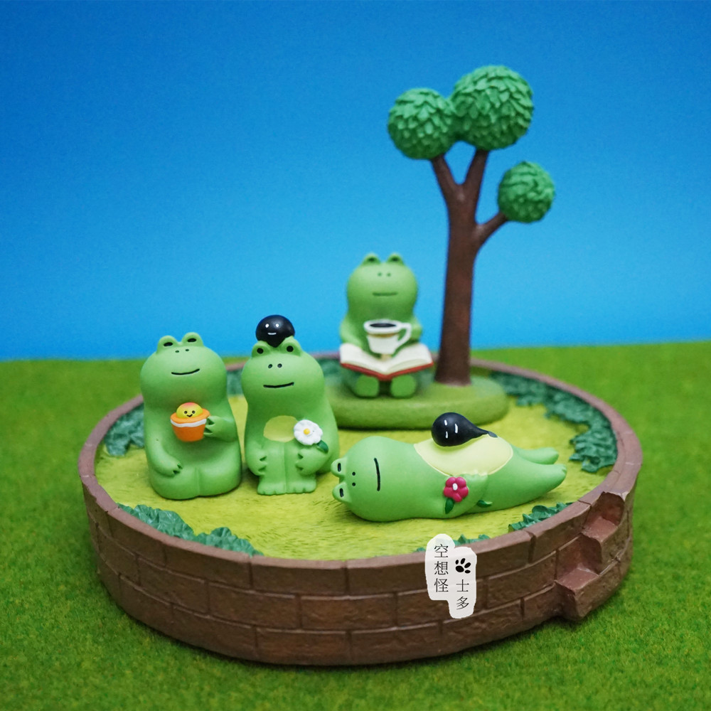 日式zakka创意咖啡青蛙摆件小蝌蚪晴天娃娃孤寡蛙七夕送朋友礼物