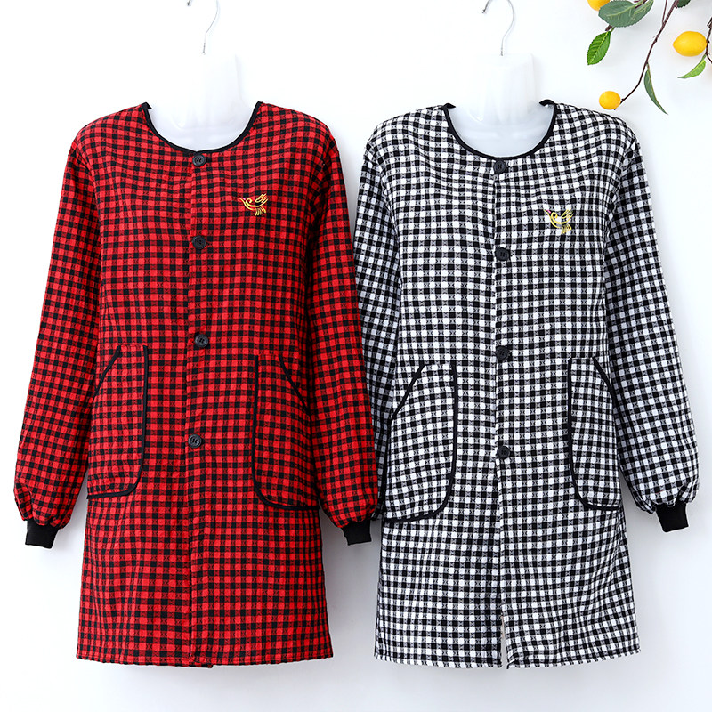 正穿长袖纯棉围裙女士成人厨房家用防油污时尚罩衣清洁上班工作服