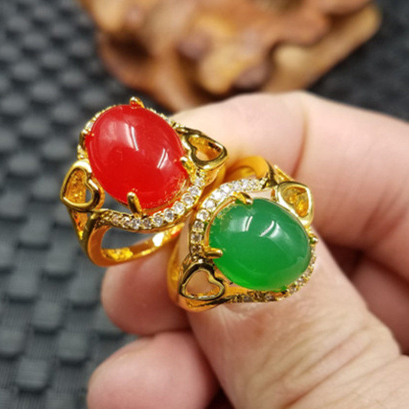 结缘珠宝天然玉石绿玉髓蛋面戒指鸡血红玛瑙戒指玉石戒指指环,珠宝/钻石/翡翠,手饰,淘宝优惠券,粉丝福利购,淘宝优惠卷