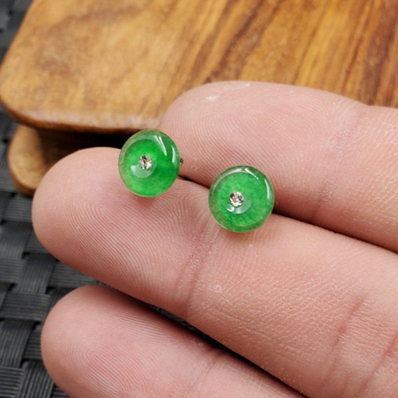 结缘天然玉石台湾碧玉平安扣耳环碧绿色石英岩玉耳钉玉耳钉耳坠,珠宝/钻石/翡翠,耳饰,淘宝优惠券,粉丝福利购,淘宝优惠卷