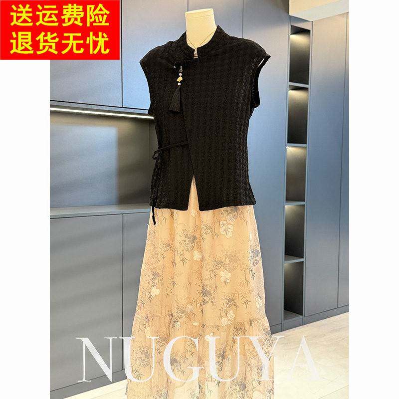 新中式国风妈妈装雪纺裙子套装女夏装新款减龄气质中老年人两件套