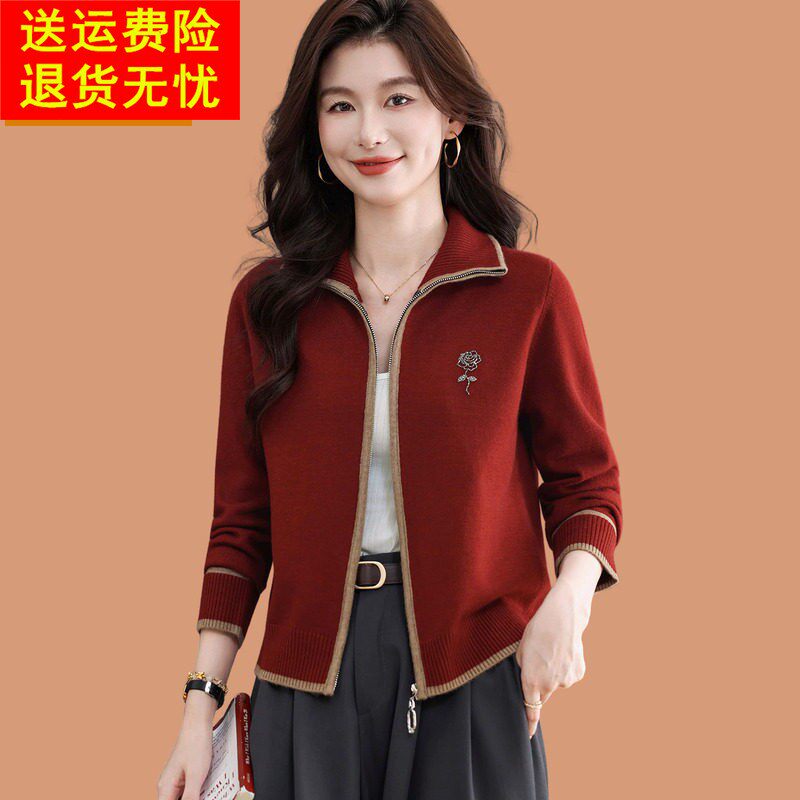 2026春秋新款翻领羊毛衫女开衫短款披肩外搭小款毛衣外套休闲上衣