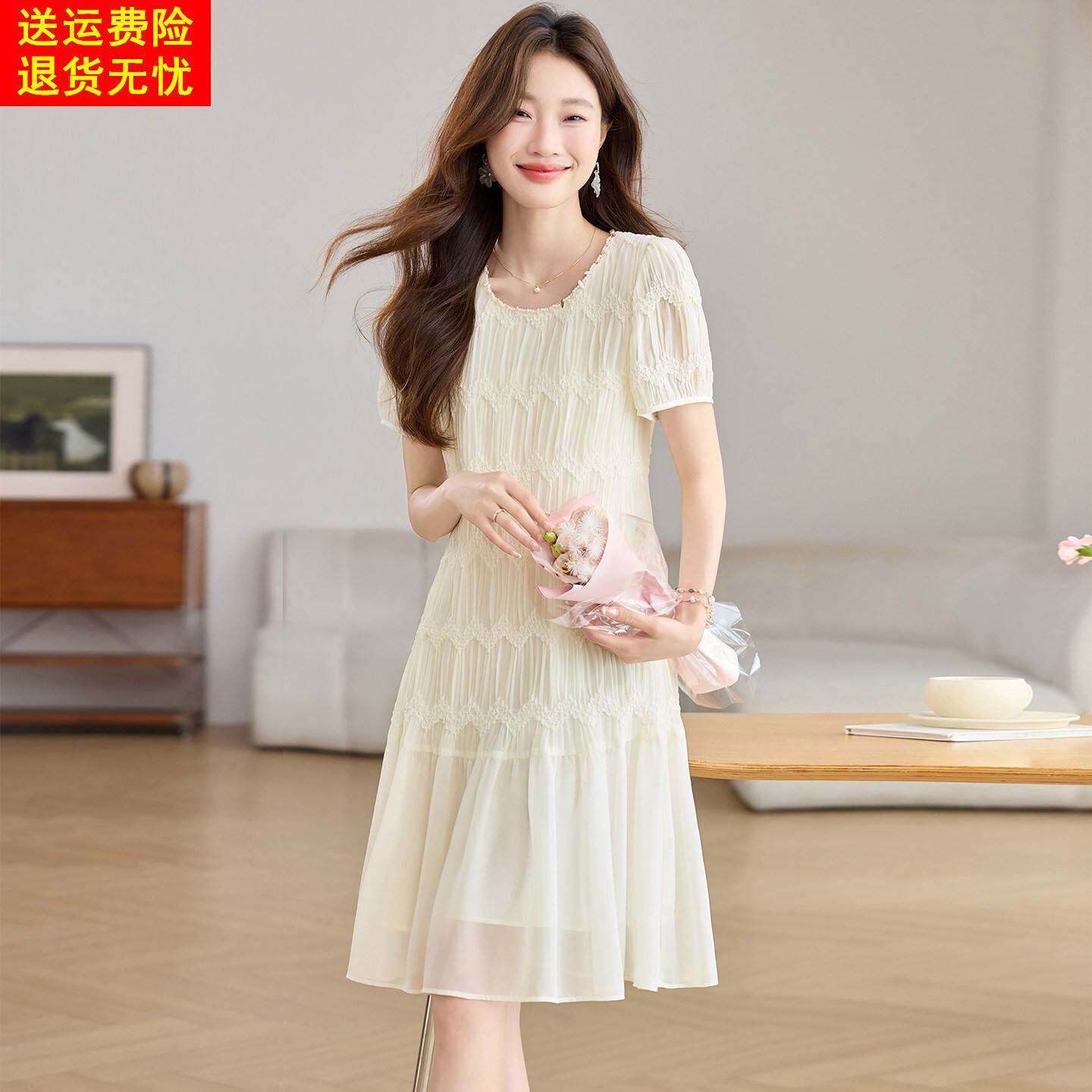 小个子真丝洋装女2026新款夏季爆款高级感夏日绝美桑蚕丝小裙子