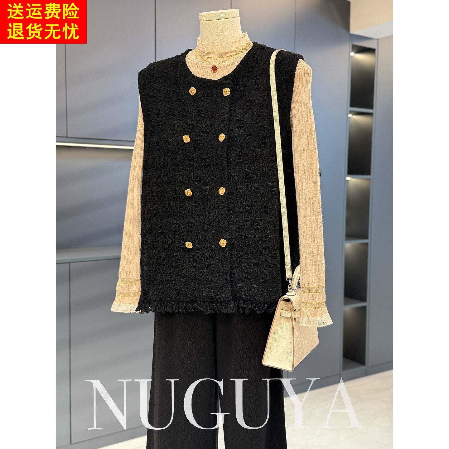 时尚休闲妈妈装马甲女套装秋冬新款上衣气质百搭中老年坎肩三件套