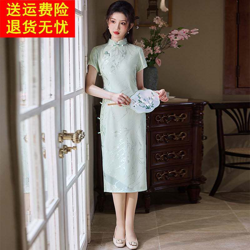 夏季2026新款国风改良旗袍桑蚕丝裙子新中式高端气质真丝洋装女