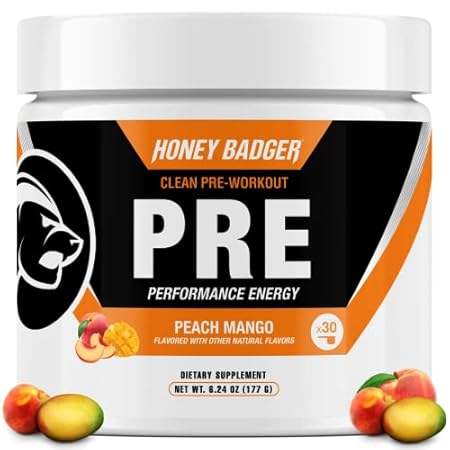 Honey Badger Pre Workout Powder， Keto Vegan Preworkout fo