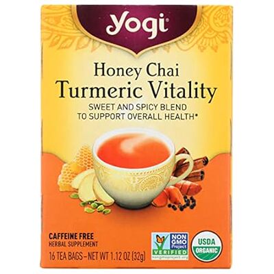 Yogi Organic Honey Chai Turmeric Vitality Herbal Tea， Caf