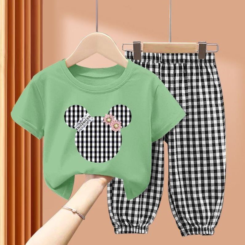 儿童套装夏季新款两件套男童短袖T恤纯棉上衣女童宝宝中小童夏装