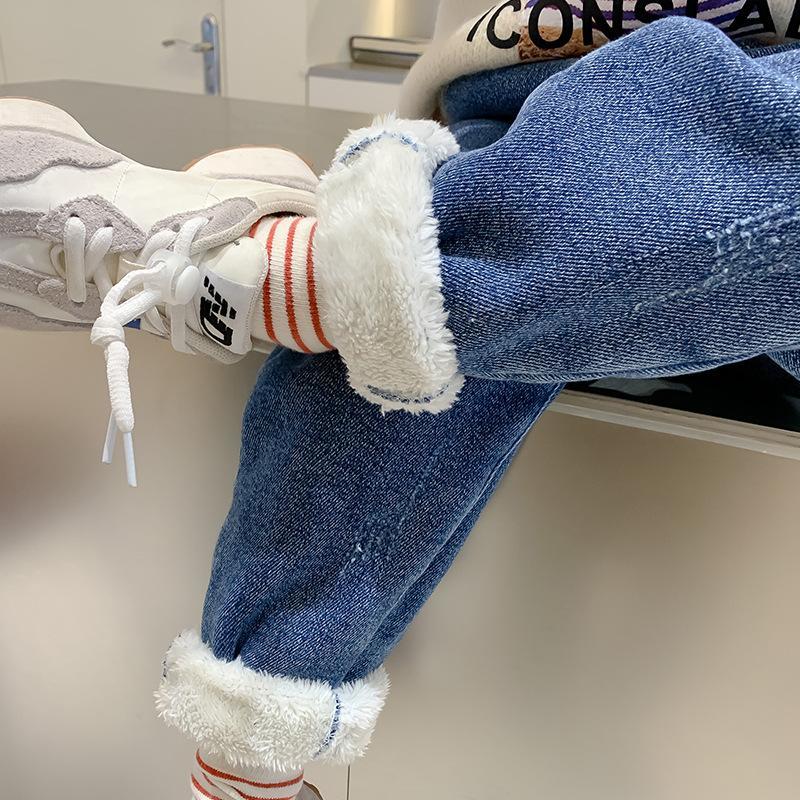 男童女童冬季加绒牛仔裤