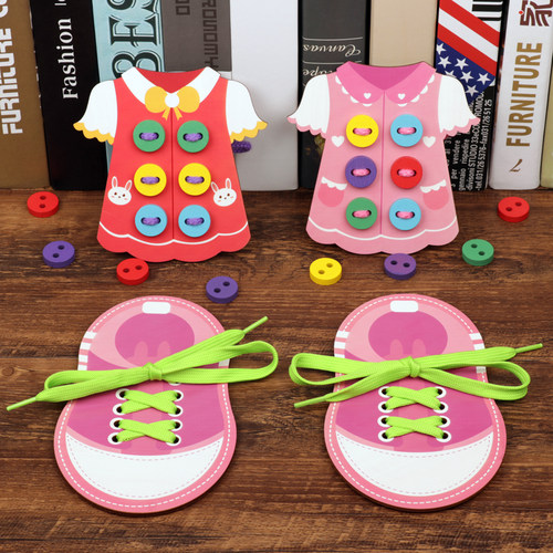 系鞋带纽扣穿绳训练儿童精细动作