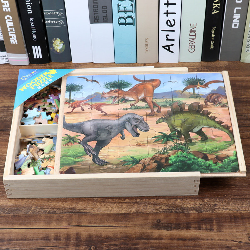 恐龙拼图儿童4-6岁男孩子3-6-7-8岁 木质玩具益智早教 工程车拼图