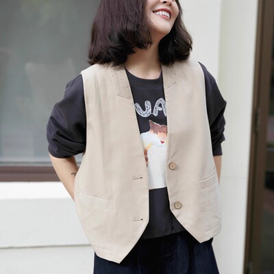 远家羊毛天丝垂坠休闲V领马甲