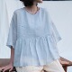 苎麻天丝刺绣衬衫 宽松圆领薄款 上衣 远家 防晒娃娃衫 夏新HL5310