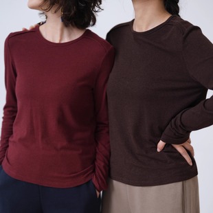 T恤冬新W 百搭合体圆领温暖长袖 965 莫代尔长绒棉柔软打底衫 远家
