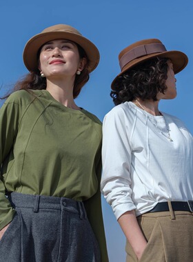 远家冰岛极光棉内搭打底衫宽松简约百搭多色上衣T恤长袖秋W-742限