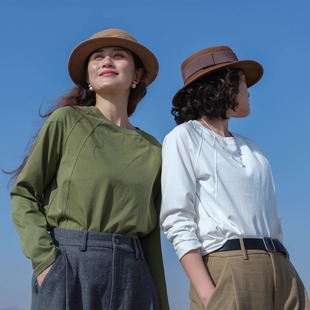 742限 秋W 远家冰岛极光棉内搭打底衫 宽松简约百搭多色上衣T恤长袖