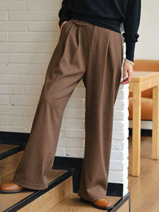 条纹直筒休闲裤 通勤双面磨毛保暖西裤 垂坠百搭LF3011 款 远家经典