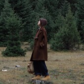 远家羊驼绒毛呢大衣 羊毛圈圈纱羊毛大翻领中长外套 142限量