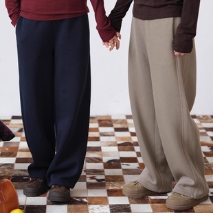 993 保暖厚实W 远家暮冬绒直筒长裤 松紧腰澳粒绒加绒休闲裤