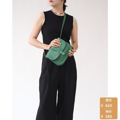 远家原创牛皮单肩斜挎小方包