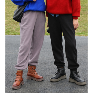 秋冬新W 松紧腰长裤 434限 休闲裤 远家搞定冬天加绒加厚运动束脚裤