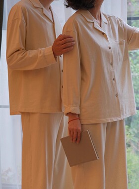 远家木棉棉睡衣长袖休闲居家服情侣男女同款简约套装秋新HF3893限