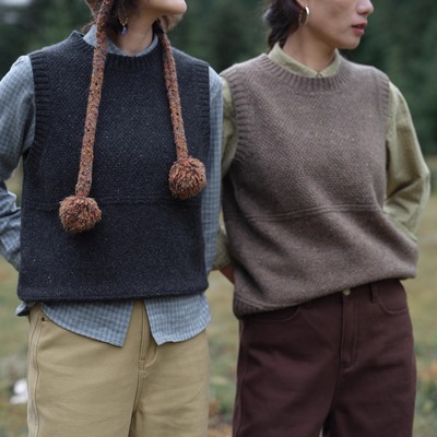 Y-552纯羊毛夹花毛衣马甲背心