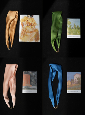 远家草木染纯桑蚕丝 带扣丝巾 护颈休闲百搭项链装饰领巾LT3030