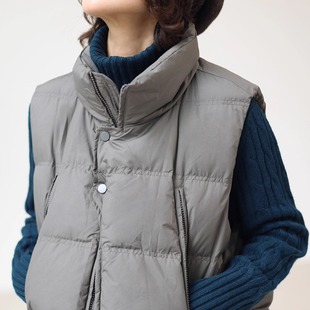 外套冬新W 立领宽松百搭保暖背心短款 756限 白鸭绒羽绒马甲 远家