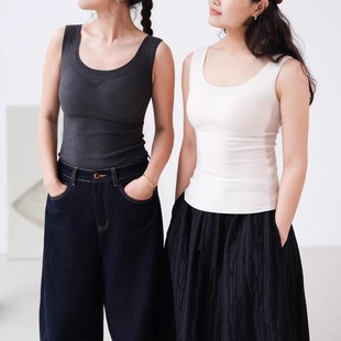 远家保暖德绒依翠丝抗菌自带胸垫无钢圈背心内衣无痕薄打底W-1019