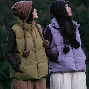 远家 946限 立领保暖羽绒马甲90绒子白鸭绒拉链背心下摆收束防风W