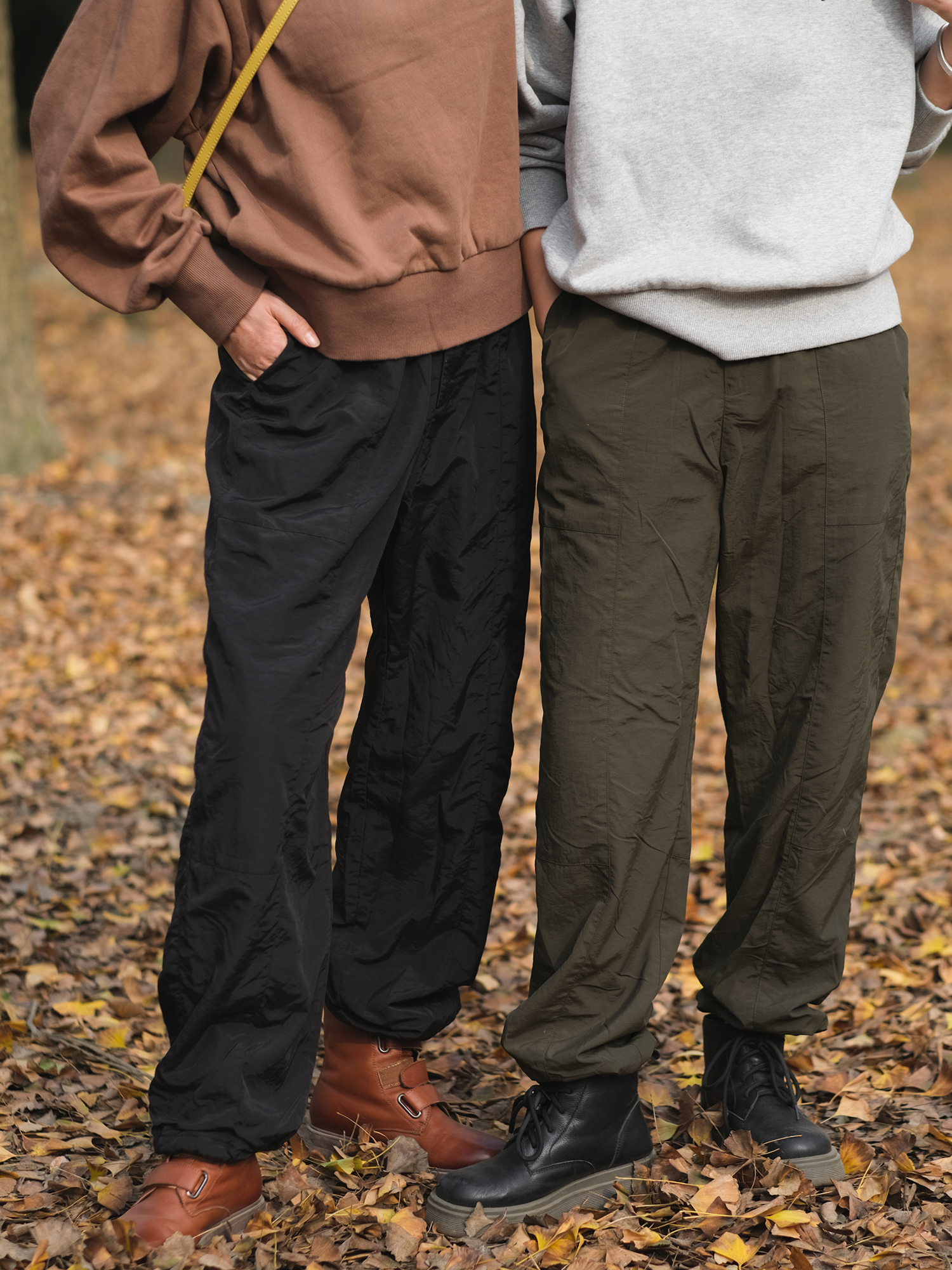 远家后松紧腰摇粒绒运动裤