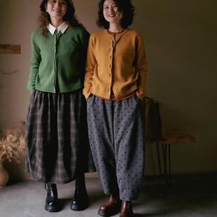 远家纯羊毛圆领针织外套不规则门襟休闲百搭毛衣短款 351限 外套Y