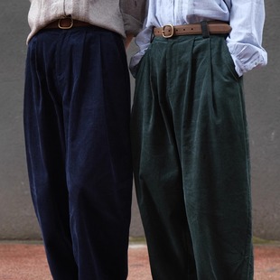子秋新LL5819限 半松紧腰休闲百搭裤 远家复古灯芯绒长裤 宽松萝卜裤