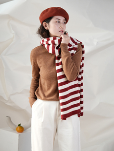 261限 远家牦牛绒羊毛混纺长围巾条纹披肩针织围脖冬Y 特价