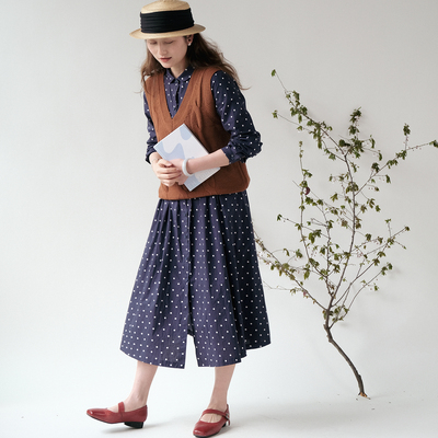 远家彼得潘领纯棉波点连衣裙