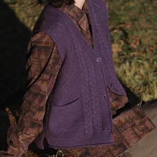 牦牛绒绵羊毛混纺针织马甲 无袖 绞花休闲上衣 550限量 开衫 远家